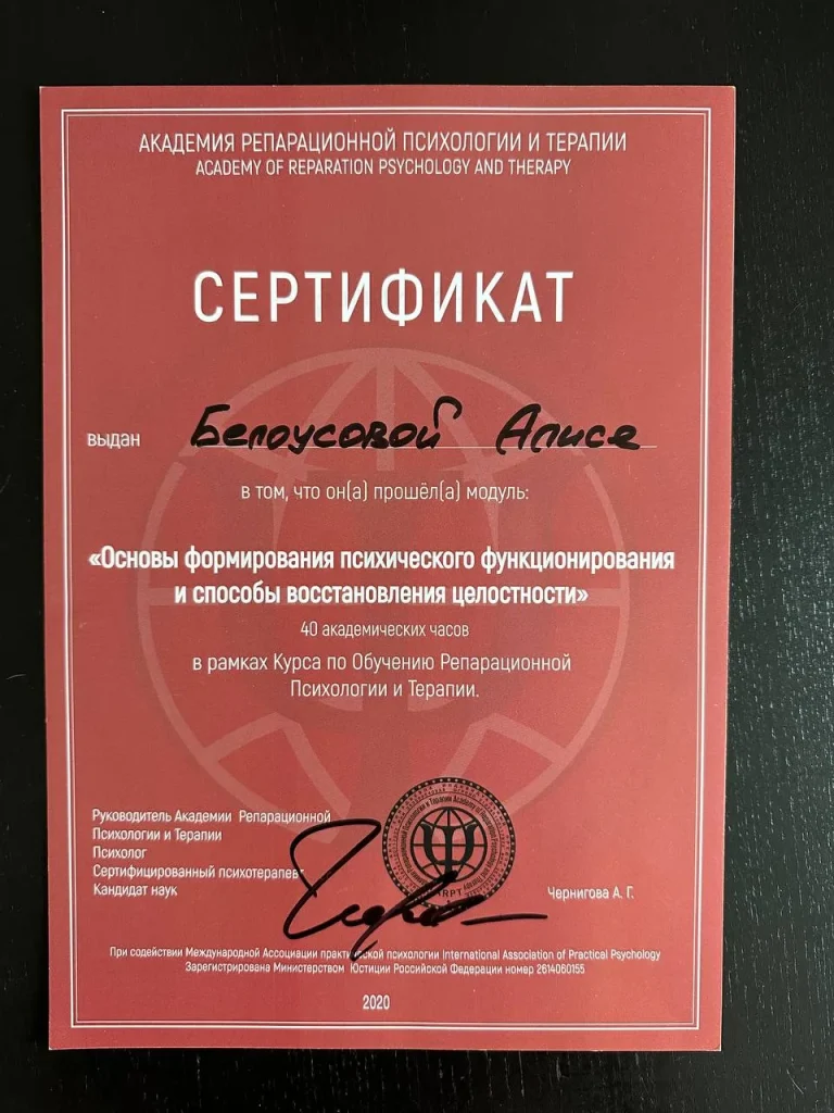 "Основы формирования психического функционирования и способы восстановления целостности"